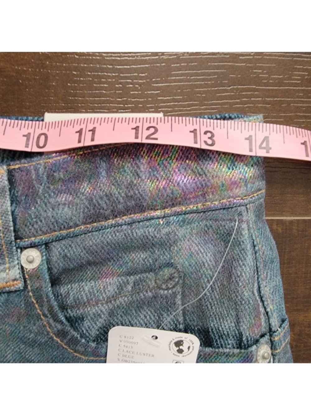 Free People Tinsley Baggy Jeans Lace Luster Iridescent Fairy Festival Womens 25 - Picture 5 of 10
